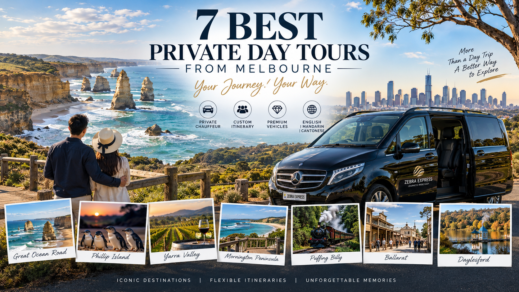 Best private day tours from Melbourne with Zebra Express chauffeur