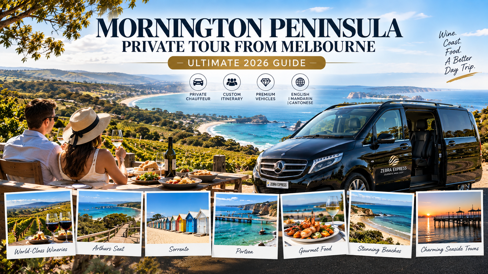 Mornington Peninsula private tour from Melbourne with Zebra Express chauffeur